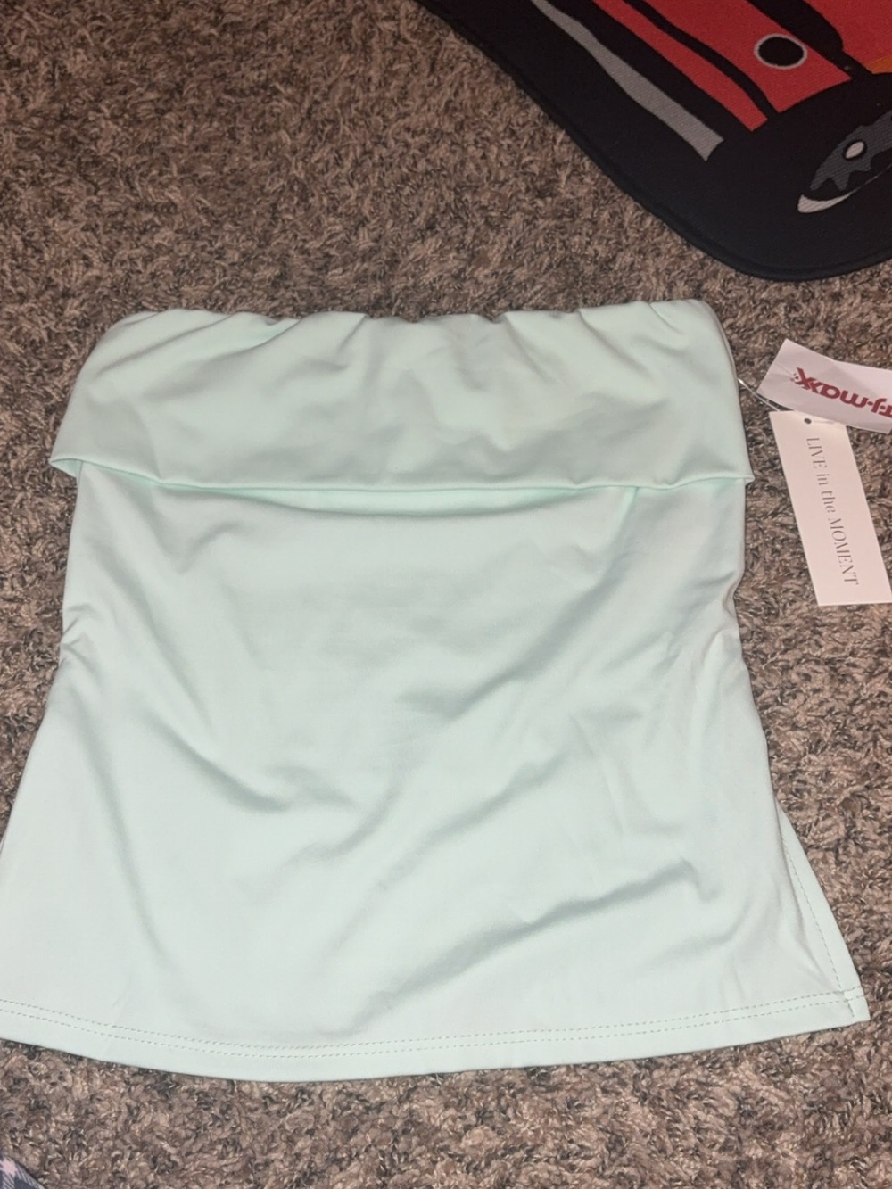 Live in the Moment Mint Strapless Crop Top
